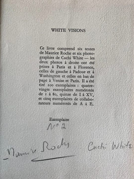 White Vision.. ROCHE (Maurice), WHITE (Katherine Anne, dite Cuchi).