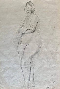 Étude de nu féminin aux bras croisés.. SURVAGE (Léopold).