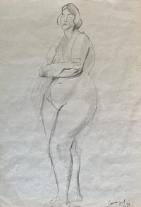Étude de nu féminin aux bras croisés.