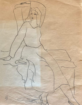 Étude de femme assise au bras gauche relevé.. SURVAGE (Léopold).
