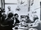 Les frères Cohn-Bendit à la Karl Marx Buchhandlung (Librairie Karl Marx) de Francfort avec Raphaël Sorin et Gérard Guégan, 1977. . FRAUDREAU ...