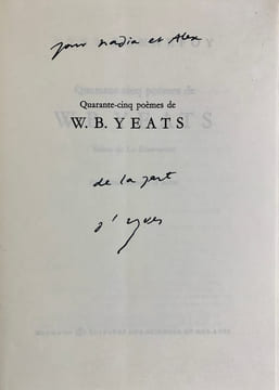 Quarante-cinq poèmes de Yeats, suivis de La Résurrection.. BONNEFOY (Yves).