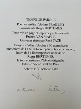 Temps de parole.. PRAILLET (Arthur), BERTÈMES (Roger).