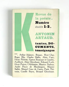 Antonin Artaud NUMÉRO SPÉCIAL 1 & 2 Revue K Éditeur 1/50 pur chiffon du Marais