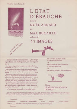 L' ÉTAT D' ÉBAUCHE images de Max Bucaille 1/85 ex. sur vélin de Hollande. Noël Arnaud & Max Bucaille