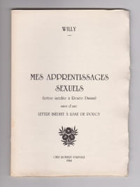 MES APPRENTISSAGES SEXUELS lettre inédite à Renée Dunan
