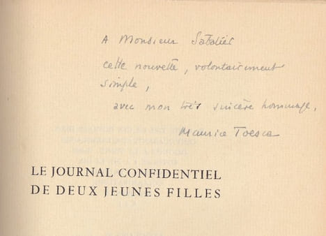 Le journal confidentiel de deux jeunes filles - Frontispice gravé à la pointe sèche de J. Maublanc. TOESCA (Maurice)
