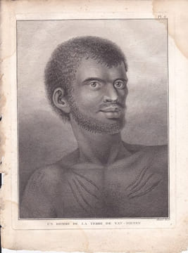 Gravure n° 6  - Homme de la Terre de Van-Diemen " - A Voyage to the Pacific Ocean [Third Voyage]". COOK (Captain James) 