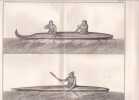 Gravure n&deg; 50 -  Canots d'Oonalaskha " - A Voyage to the Pacific Ocean [Third Voyage]". COOK (Captain James) 