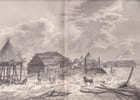Gravure n&deg; 72 -  Vue de Bolcheretzkoi bourgade du Kamtchatka  " - A Voyage to the Pacific Ocean [Third Voyage]". COOK (Captain James) 
