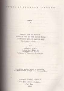 Rapport sur une mission exécutée dans le N.E. du Tchad en décembre 1966 et janvier 1967 - Série A3