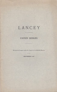 LANCEY  Usines Bergès  Extrait du Compte rendu du Congrès de la Houille Blanche  Sept. 1902