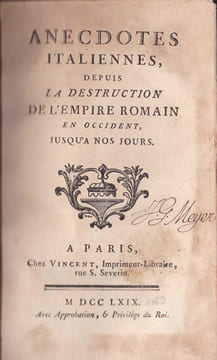 Anecdotes italiennes, depuis la destruction de l'empire romain en occident jusqu'à nos jours. undefined