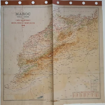 Carte - Maroc - Carte kilométrique des routes, pistes et chemins de fer 1948. undefined