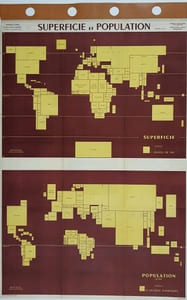 Carte - Superficie et population (1950) des principales contrées du monde (N°47)