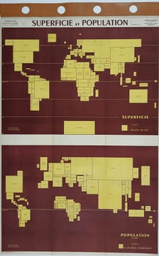 Carte - Superficie et population (1950) des principales contrées du monde (N°47). undefined