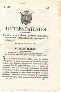 Lettres-Patentes par lesquelles Sa Majesté donne quelques dispositions concernant l'expédition des passeports à l'étranger