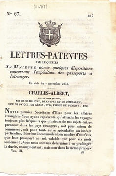 Lettres-Patentes par lesquelles Sa Majesté donne quelques dispositions concernant l'expédition des passeports à l'étranger. undefined