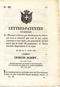 Lettres-Patentes par lesquelles Sa Majesté ordonne que dorénavant les lettres qui vont et viennent par voies de mer
