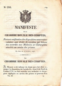 Manifeste de la Chambre Royale des comptes portant notification des dispositions souveraines relatives aux droits de