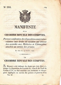Manifeste de la Chambre Royale des comptes portant notification des dispositions souveraines relatives aux droits de. undefined