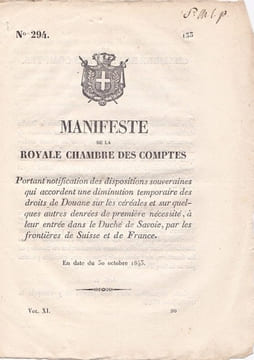 Manifeste de la Chambre Royale des comptes portant notification des dispositions souveraines qui accordent une diminution. undefined