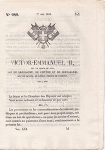 Victor-Emmanuel II, par la grâce de Dieu, Roi de Sardaigne, de Chypre et de Jérusalem