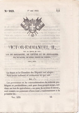 Victor-Emmanuel II, par la grâce de Dieu, Roi de Sardaigne, de Chypre et de Jérusalem. undefined