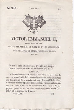 Victor-Emmanuel II, par la grâce de Dieu, Roi de Sardaigne, de Chypre et de Jérusalem. undefined