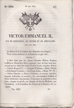 Victor-Emmanuel II, Roi de Sardaigne, de Chypre et de Jérusalem. undefined