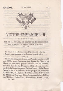 Victor-Emmanuel II, par la grâce de Dieu, Roi de Sardaigne, de Chypre et de Jérusalem