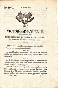 Victor-Emmanuel II,  par la grâce de Dieu, Roi de Sardaigne, de Chypre et de Jérusalem