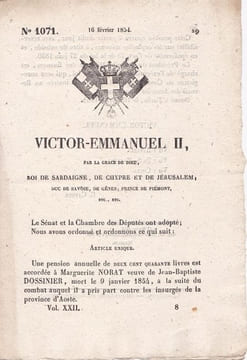 Victor-Emmanuel II,  Roi de Sardaigne, de Chypre et de Jérusalem. undefined