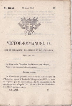 Victor-Emmanuel II, Roi de Sardaigne, de Chypre et de Jérusalem. undefined