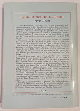 Cahiers secrets de l'Armistice (1939-1940). CHAUTEMPS (Camille)