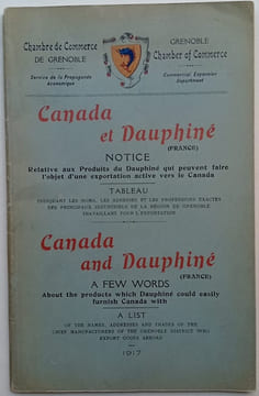 Canada et Dauphiné - Notice relative aux Produits du Dauphiné qui peuvent faire l'objet d'une exportation active vers le Canada. undefined