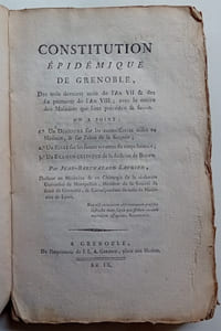 Constitution épidémique de Grenoble des années VII et VIII