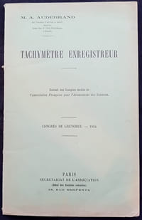 Tachymètre enregistreur - Congrès de Grenoble - 1904