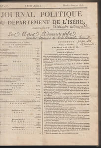 Journal politique du département de l'Isère contenant les actes adminisratifs Année 1816
