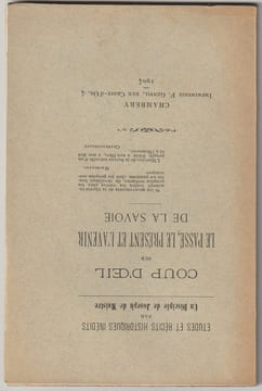 Coup d'oeil sur le passé, le présent et l'avenir de la Savoie. BERTHET (Louis)