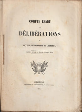 Compte-rendu des délibérations du Conseil divisionnaire de Chambéry 1849-50-51 - 3 volumes. undefined