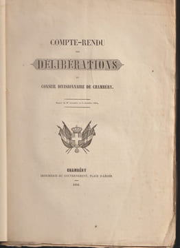 Compte-rendu des délibérations du Conseil divisionnaire de Chambéry 1849-50-51 - 3 volumes. undefined
