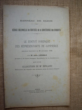 Le statut juridique des représentants de commerce.. LENOBLE Jean.