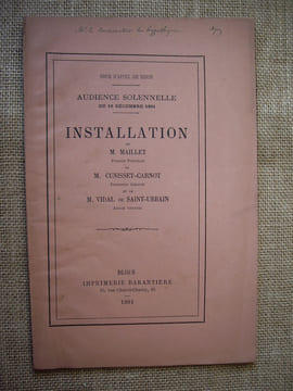 Installation de M. MAILLET, Premier Président, M. CUNISSET-CARNOT, Procureur Général, et de M. VIDAL de SAINT-URBAIN, Avocat Général.. undefined