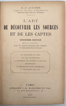 L'Art de découvrir les sources et de les capter. AUSCHER, E.S
