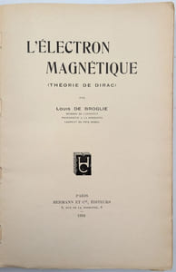 L'Électron Magnétique (Théorie de Dirac)