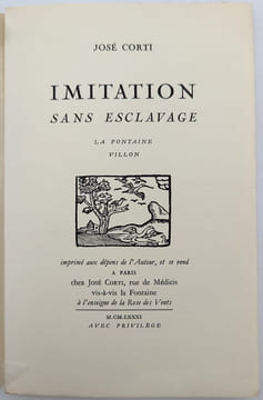 Imitation sans esclavage : La Fontaine - Villon. CORTI, José