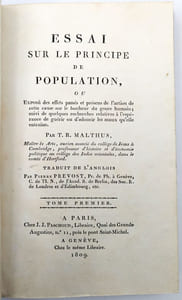 Essai sur le principe de population. Traduit de l'anglois par Pierre Prevost