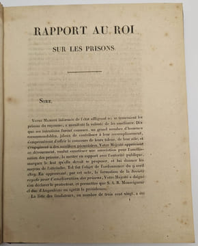Rapport au Roi sur les prisons et pièces à l'appui du rapport. DECAZES, Le Comte