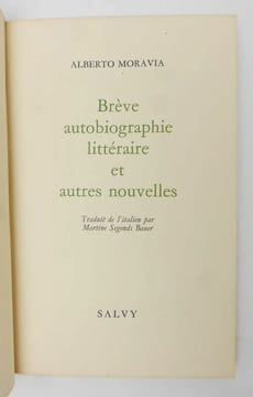 Brève autobiographie littéraire et autres nouvelles. MORAVIA, Alberto